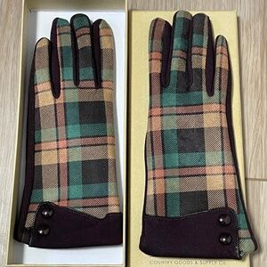 Heritage Traditions Womenswear Button Cuff Check Gloves